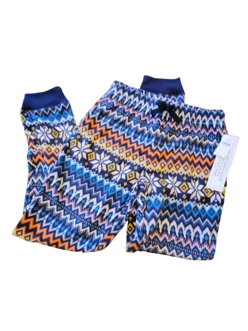 Girls Fleece Pants Pajamas Blue Red White Fair Isle Lounge Girls M 8 NWT JJ2149